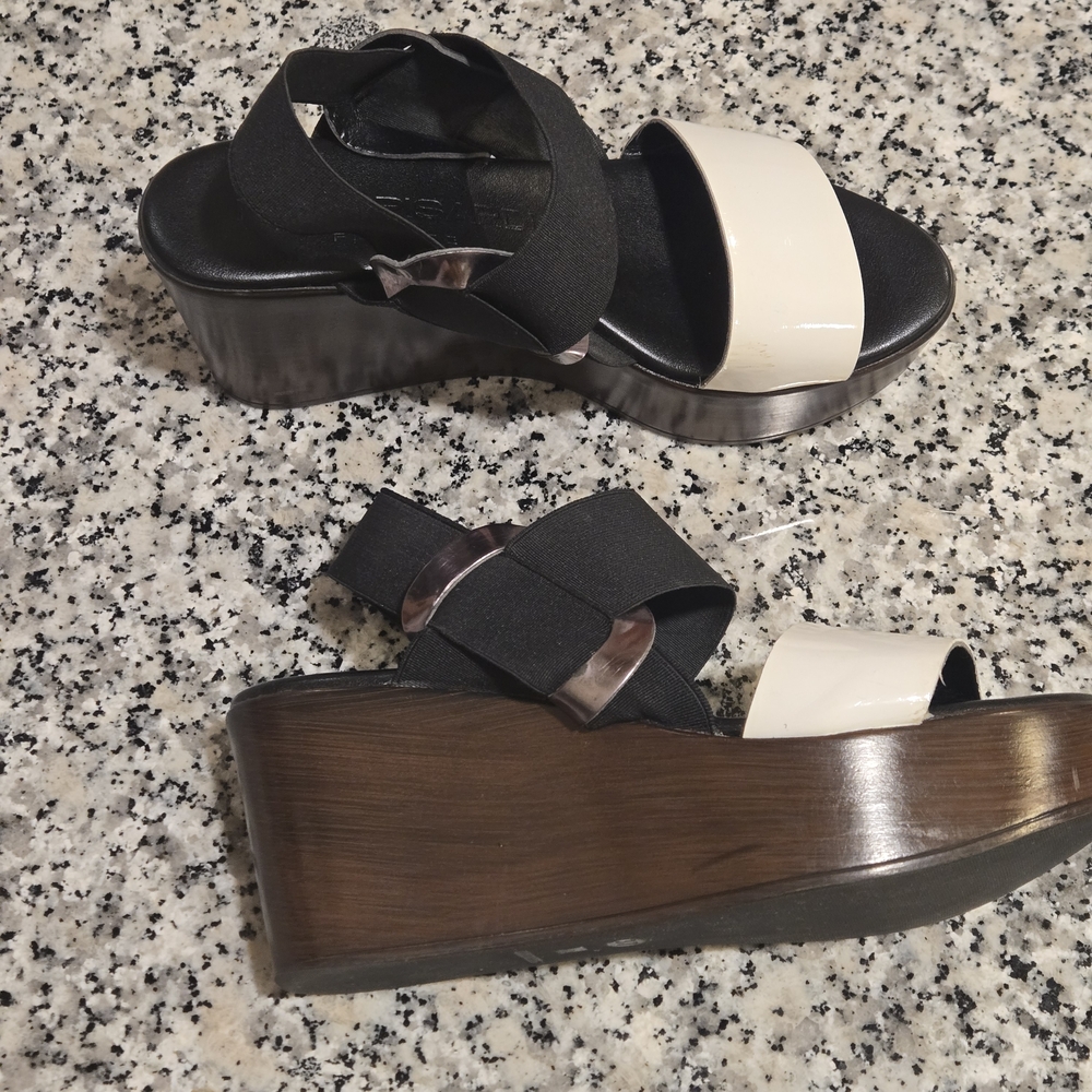 NR RAPISARDI Firenze Two-Tone Platform Wedge Sandals - Made in Italy - Size 37